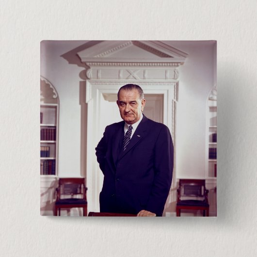 Lyndon B Johnson Vierkante Button 5,1 Cm (Voorkant)