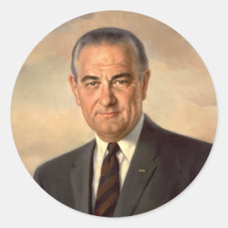 Lyndon Johnson Officieel portret Ronde Sticker