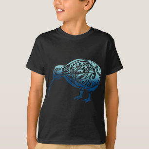 Lynesia Maori Kiwi Vogel Oceaan Blauw Nieuw-Zeelan T-shirt
