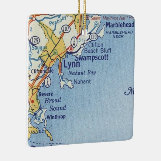 Lynn MA Map Keramisch Ornament (Rechts)
