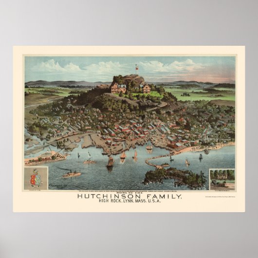 Lynn, MA Panoramic Map - 1881 Poster (Voorkant)
