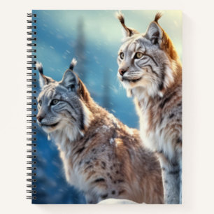 Lynx Animal Wildlife Wilderness Kleurrijke kunst a Notitieboek