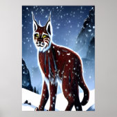 Lynx assise dans la neige | AI Art Poster (Devant)