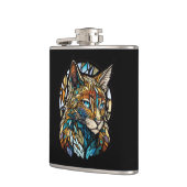 Lynx Dierenportret Glas in lood Wildlife Forest Heupfles (Links)