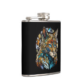 Lynx Dierenportret Glas in lood Wildlife Forest Heupfles (Rechts)