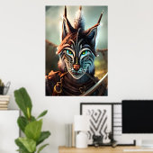 Lynx en vêtements vifs | AI Art Poster (Bureau à domicile)