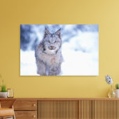Lynx in de sneeuw in de uitlopers canvas afdruk (Insitu (Woonkamer))