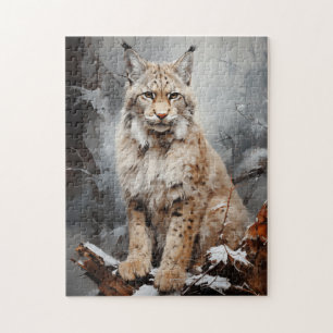 Lynx in de winter legpuzzel