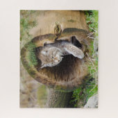 Lynx in Log Jigzaag Puzzle Legpuzzel (Verticaal)