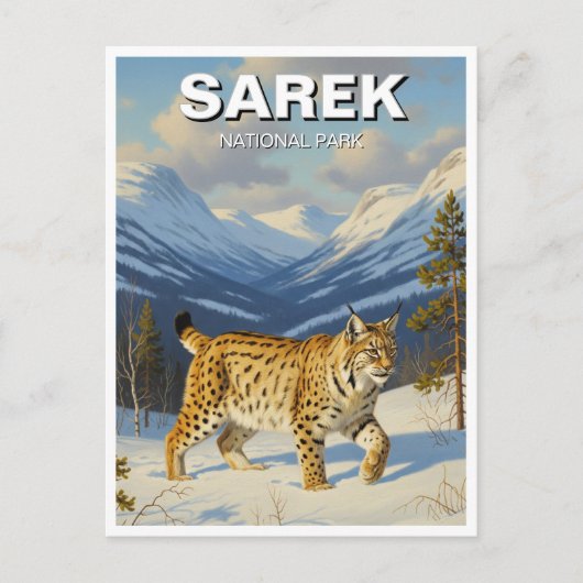 Lynx in Sarek Nationaal Park Zweden Reizen Briefkaart (Voorkant)