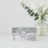 Lynx leaping, bounding op sneeuw visitekaartje (Staand voorkant)