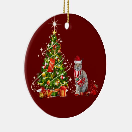 Lynx met Pet scafts kerstmis Keramisch Ornament (Rechts)