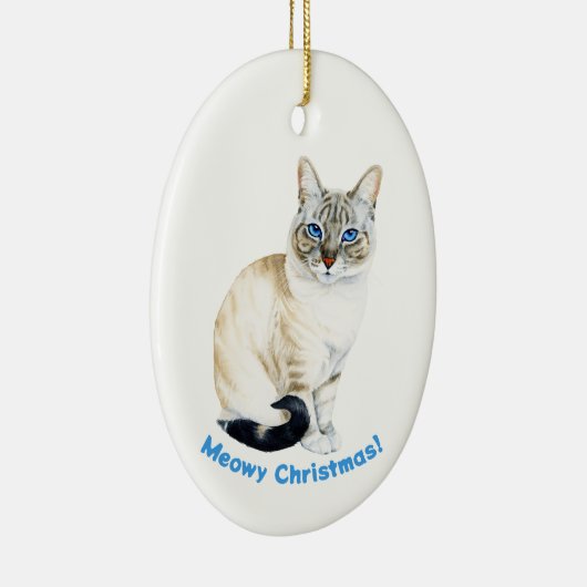 Lynx Point Siamese Cat Custom Meowy Kerstmis Keramisch Ornament (Rechts)