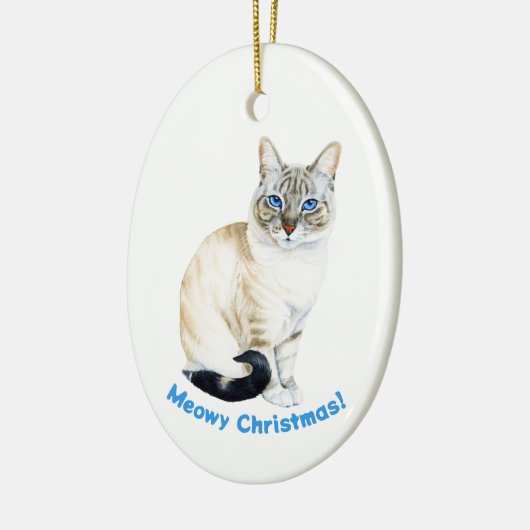 Lynx Point Siamese Cat Custom Meowy Kerstmis Keramisch Ornament (Links)