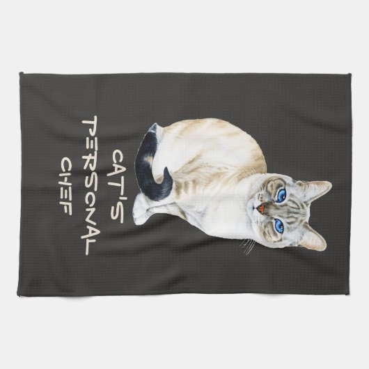 Lynx Point Siamese Cat Personal Chef  Theedoek (Horizontaal)