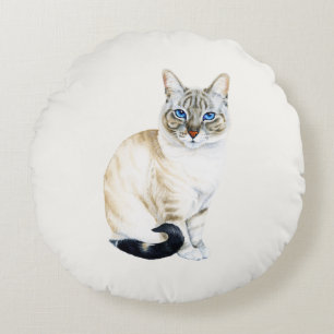 Lynx Point Siamese Cat Personalizeerd Rond Kussen