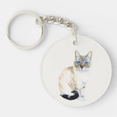 Lynx Point Siamese Cat Personalizeerd Sleutelhanger (Voorkant)