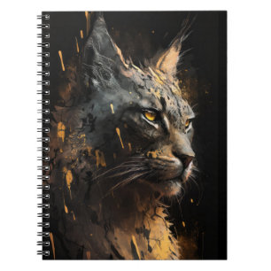 Lynx Portret Dierlijke Natuur Wildlife Donker Schi Notitieboek