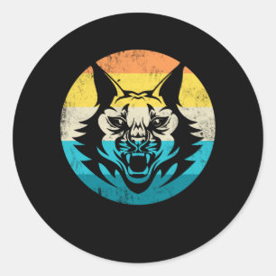 Lynx  Retro Big Cat Wildcat Katten Ronde Sticker