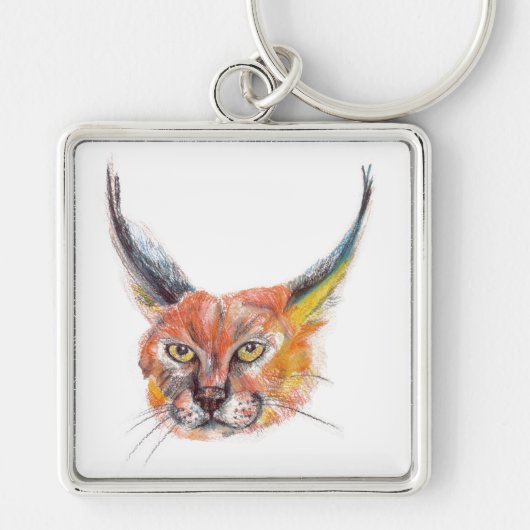 Lynx, wildlife tekening Sleutelring Sleutelhanger (Voorkant)