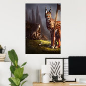 Lynx zit in het vikingdorp | AI Art Poster (Thuiskantoor)