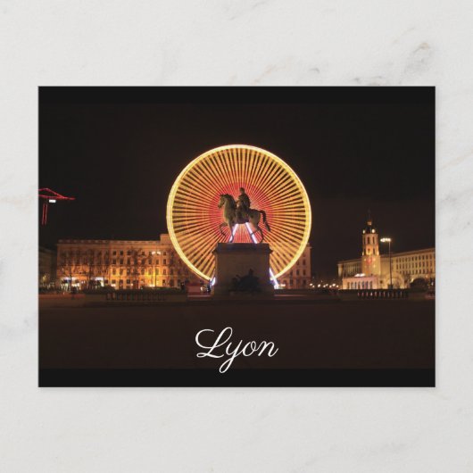 Lyon Bellecour Night Briefkaart (Voorkant)