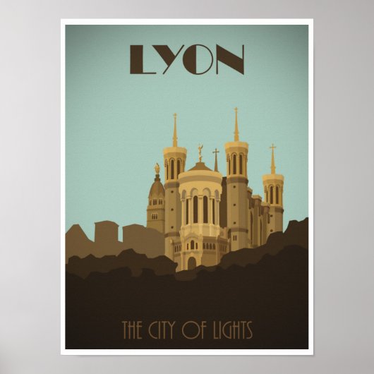 Lyon Fourviere Basilica Vintage Poster (Voorkant)