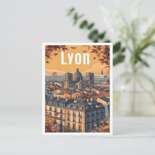 Lyon Frankrijk Kunst Reizen Illustratie Briefkaart (Staand voorkant)