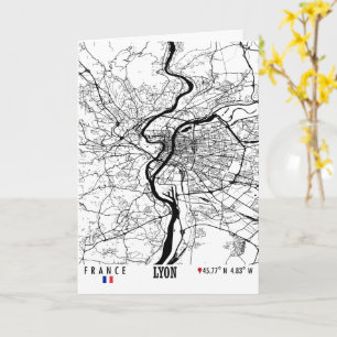 Lyon, Frankrijk Road Map Art - Earth Tones Kaart