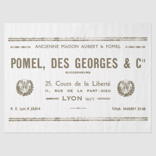  Lyon French Business Typography Wreaths Ti Tissuepapier (Voorkant)