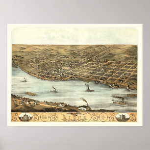 Lyon, IA Panorama Map - 1868 Poster