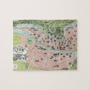 Lyon Monumental Map Garnier Freres Paris 1894 Legpuzzel