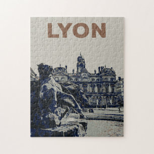 Lyon the Bartholdi fontain illustreert France Po Legpuzzel