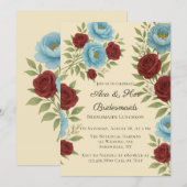 Lyons Blue Peony & Red Roses Bruidsmeisjes Luncheo Kaart (Voorkant / Achterkant)