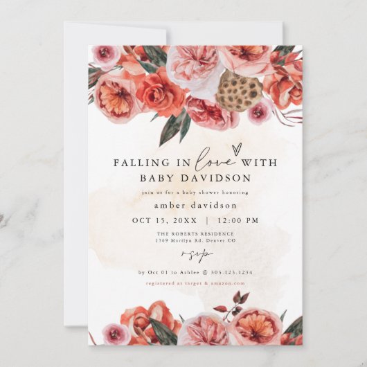 LYRA Boheemse Herfst Bloem Baby Shower Kaart (Voorkant)