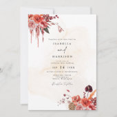 LYRA Bohemian Herfst Autumn Floral Photo Wedding Kaart (Voorkant)