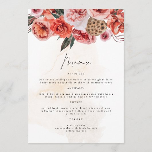 LYRA Boho Fall Floral Diner Cartes Menu (Devant)
