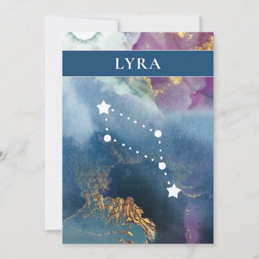 Lyra Table Sign Celestial Waterverf Thema Kaart (Voorkant)