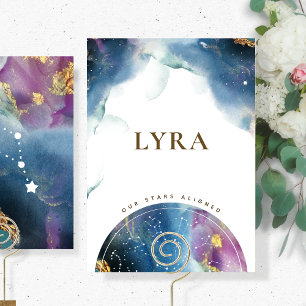 Lyra Table Sign Celestial Waterverf Theme Card Kaart