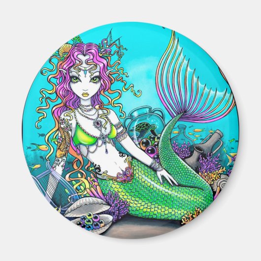 Lyra Tropical Rainbow Mermaid Magnet (Devant)