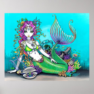 Lyra Tropical Rainbow Mermaid Poster