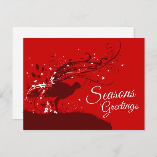 Lyrebird noël siffler carte postale d'art graphiqu (Devant / Derrière)