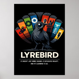 Lyrebird Reality Mimicry Art Poster