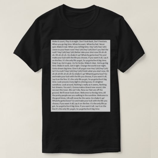 Lyrics to Big Time Rush T-shirt (Design voorkant)