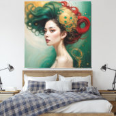Lyrielle, de groen-gouden keizerin canvas afdruk (Insitu (Slaapkamer))