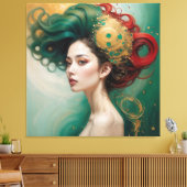 Lyrielle, de groen-gouden keizerin canvas afdruk (Insitu (Woonkamer))