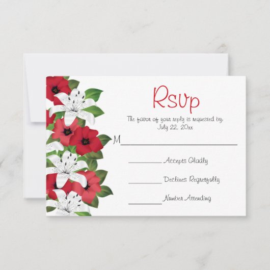 Lys à fleurs rouges canneberges - Mariage RSVP (Devant)