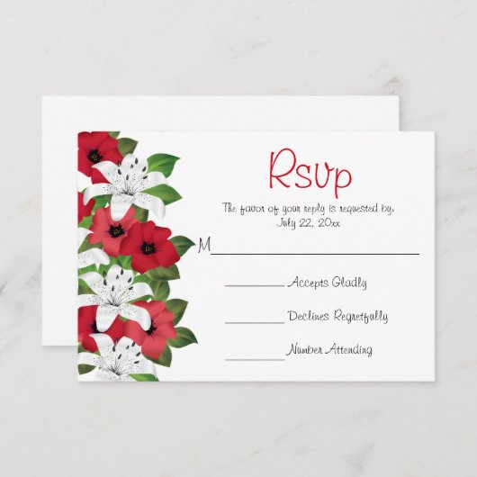 Lys à fleurs rouges canneberges - Mariage RSVP (Devant / Derrière)