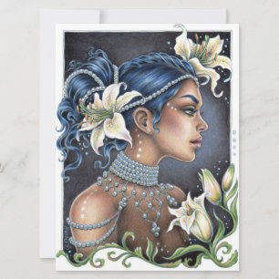 Lys and Pearls Fairy Elf Imaginaire carte d'art