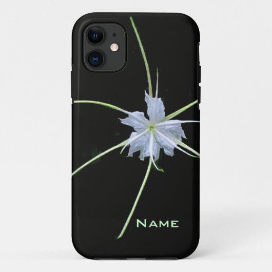 Lys blanc sur étui d'iPhone noir (Dos)